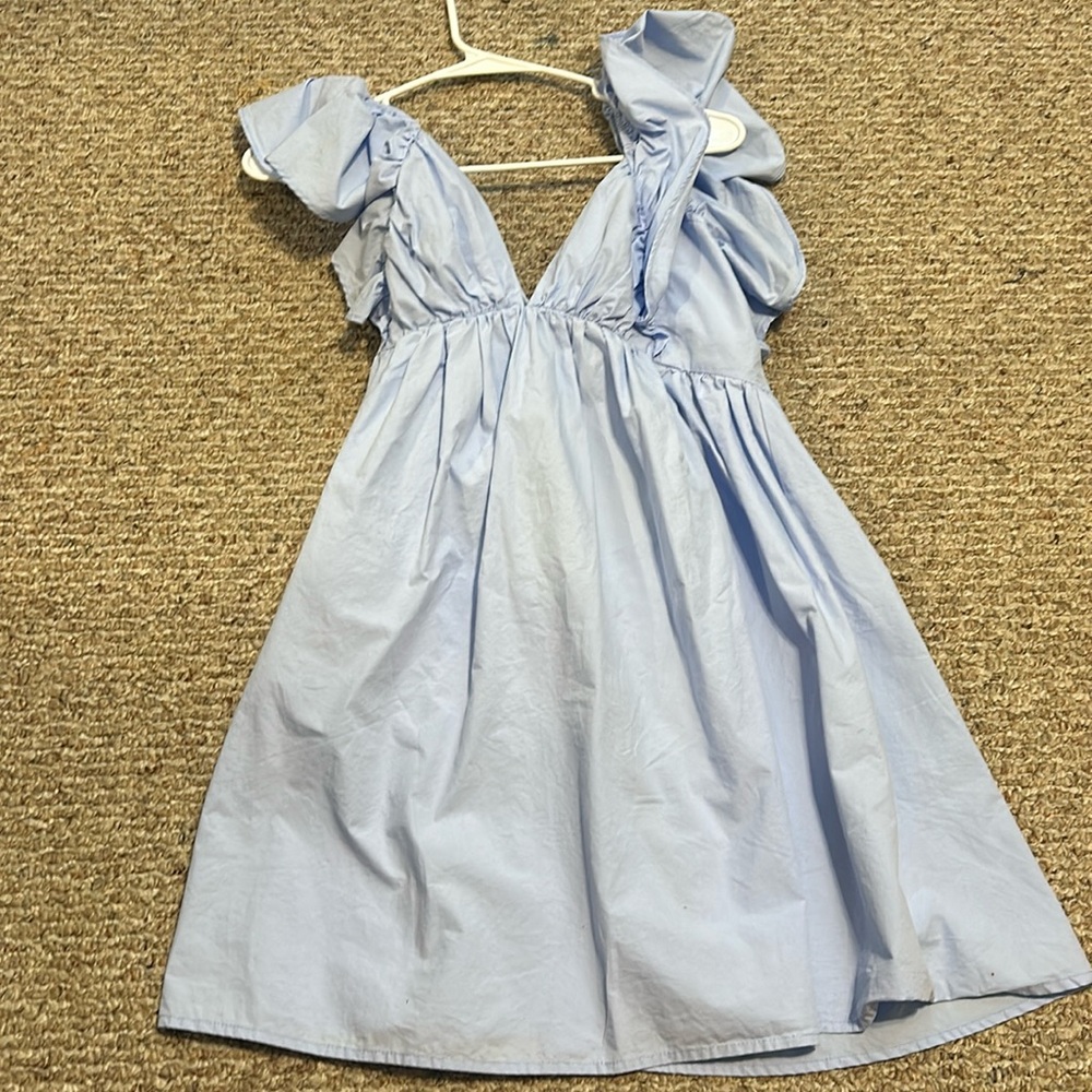 Light blue deep v neck dress - Picture 4 of 4